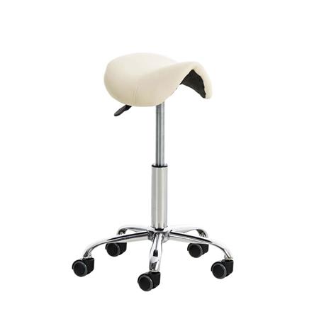 Sgabello da lavoro WORK 58, Comoda imbottitura, rivestito pelle Crema