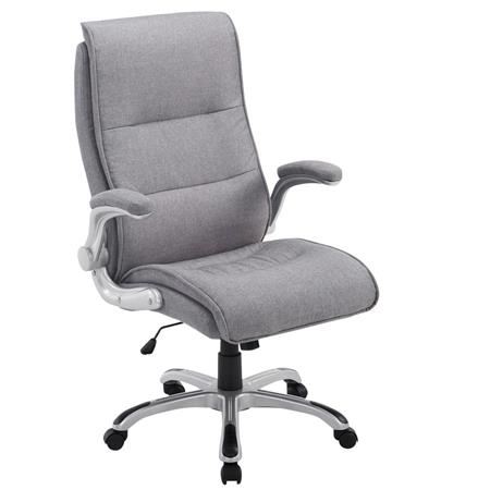 Poltrona ufficio CRISTIANO TESSUTO, Spessa Imbottitura, Meccanismo Basculante, Consigliata 8h Uso, color Grigio Chiaro