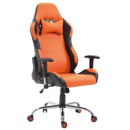 Sedia Gaming ROSBY, Design Sportivo e Grande Comfort, in Pelle, colore Arancione