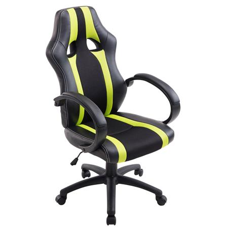 Sedia Gaming per ufficio WIND BASE, con Ampio Schienale, Design esclusivo, in Pelle, colore Nero/Verde
