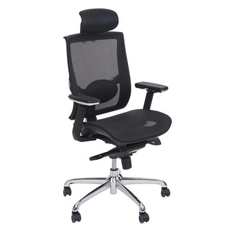 Sedia Ergonomica TEIDE, Uso 8 Ore, Sostegno lombare regolabile, in Rete, colore Nero