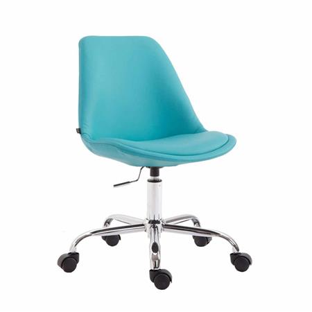 Sedia da Ufficio TULUM, Esclusiva, Base in Metallo, Pelle, Azzurro