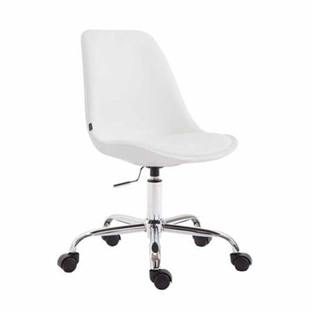 Sedia da Ufficio TULUM, Design Esclusivo, Struttura Metallo Cromato, in Pelle in color Bianco