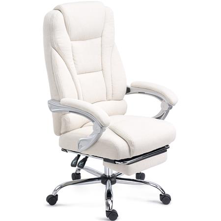 Poltrona da ufficio COMODITY TESSUTO, Spessa imbottitura, Poggiapiedi Estensibile, color Crema