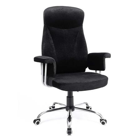 Sedia da Ufficio KIRA, Girevole, Schienale Ergonomico, in Tessuto effetto Velluto, color Nero