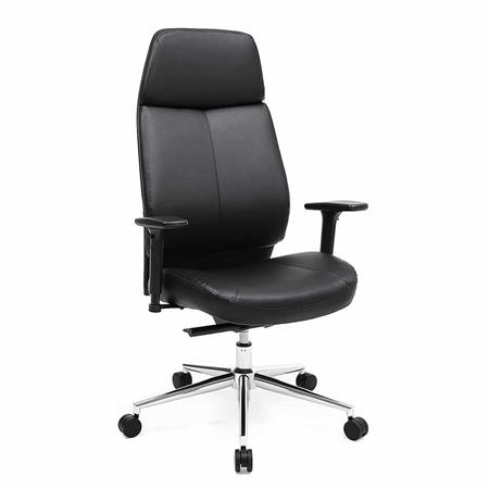 Poltrona da Ufficio PETRA, Design Elegante, Meccanismo Sincronizzato, in Pelle Nera