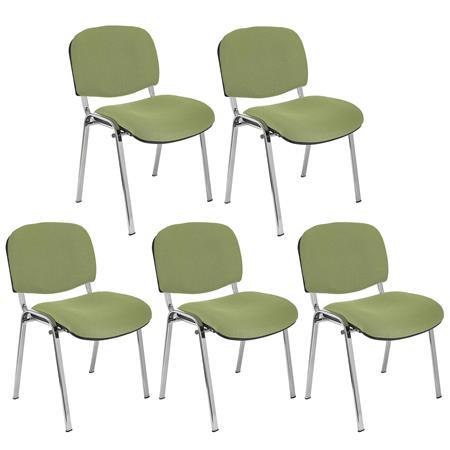 Lotto di 5 Sedie Conferenza MOBY BASE, Comoda e Pratica, Prezzo Incredibile, Colore Verde e Gambe Cromate