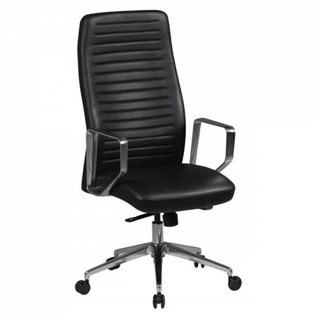 Sedia da Ufficio SULTAN, Design Elegante con Cuciture a Vista, in Vera Pelle, color Nero