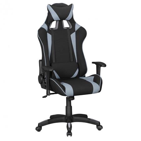 Poltrona Gaming NORBY, Cuscini Regolabili, Tessuto Nero/Grigio