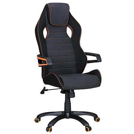 Sedia Gaming DAKAR PRO, Esclusivo Design con Cuciture a Vista, 8h uso, in Tessuto Nero/Arancione