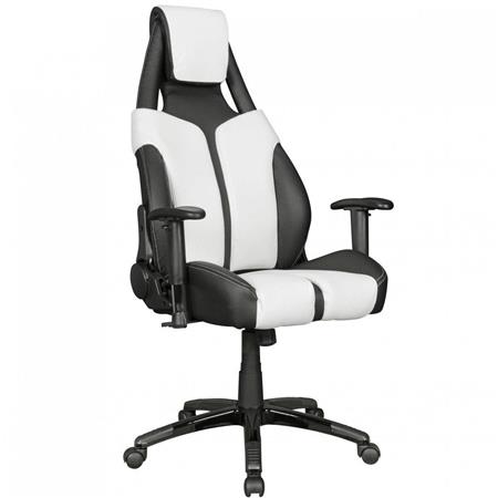 Poltrona Gaming QUEEN Design Sportivo, Eleganza e Qualità, in Pelle Nera e Bianca