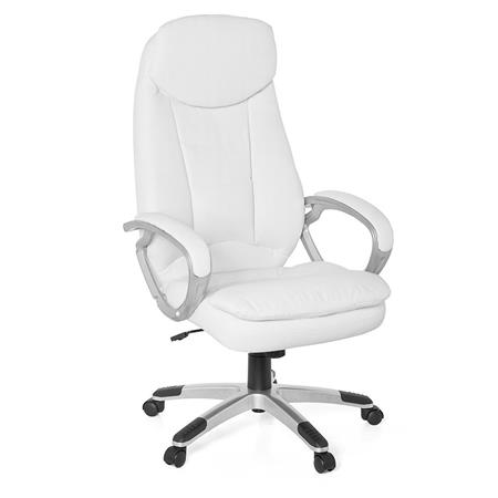 Poltrona ufficio NAILA, Design Elegante, con Braccioli Rivestiti, Alta Qualità, in Pelle Bianca