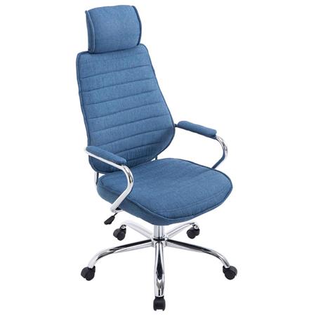 Poltrona Executive RENO TESSUTO, Telaio Metallo, Ampio Schienale, Blu