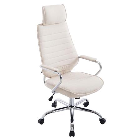Poltrona Executive RENO TESSUTO, Telaio in Metallo, Ampio Schienale, in Tessuto Crema
