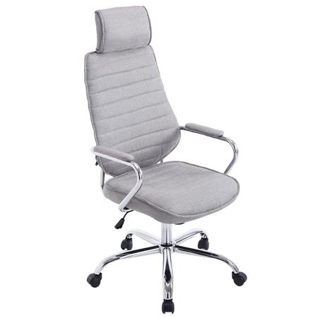Poltrona Executive RENO TESSUTO, Telaio in Metallo, Ampio Schienale, in Tessuto Grigio Chiaro