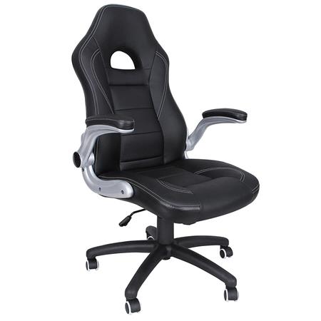 Sedia Gaming DANTE, Imbottitura spessa, Braccioli abbattibili, in Pelle, colore Nero