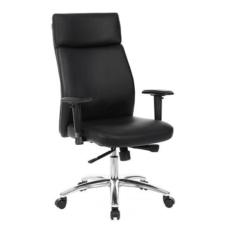 Sedia da ufficio INDIA, Design Elegante, Base in Acciaio Cromato, in Pelle colore Nero