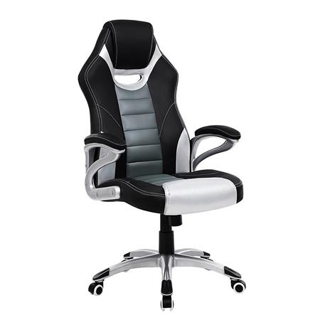Sedia Gaming OSIRIS, Design Sportivo, Molto Comoda, Rivestita in Pelle, color Nero