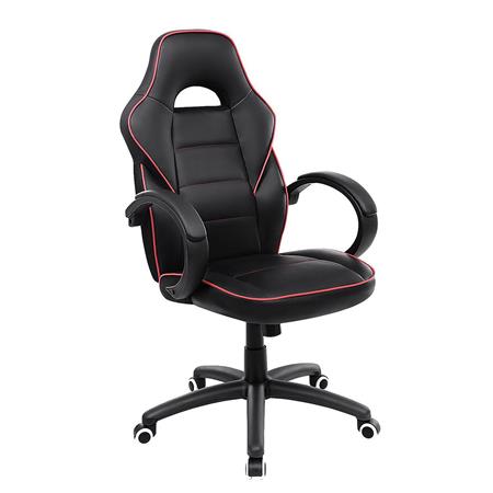Sedia da ufficio GRETA, Imbottitura Extra, Design sportivo, in Pelle, color Nero / Rosso