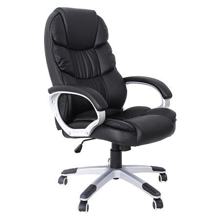 Poltrona da ufficio OLIVIA, Imbottitura Extra, Resistente fino a 150 Kg, in Pelle, color Nero