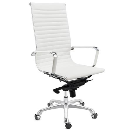 Sedia da Ufficio DORIS, Elegante e Confortevole, Struttura in Metallo, Pelle, Bianco