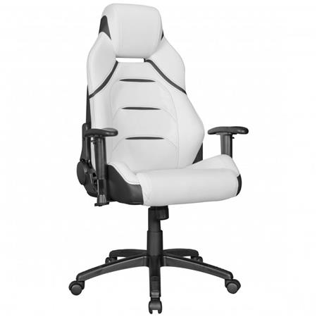 Poltrona Gaming LEONA, Stile Sportivo ed Elegante, in Pelle Nera e Bianca