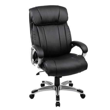 Poltrona da Ufficio MORRISON, Grande comodità, Spessa Imbottitura, in Pelle color Nero
