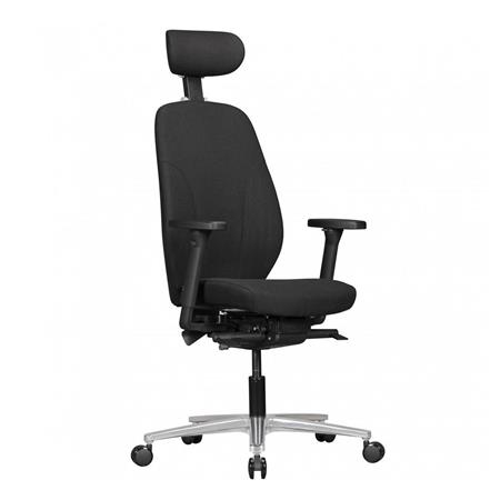 Sedia da Ufficio SHARK, Ergonomica e Regolabile, con Poggiatesta, Rivestimento in Tessuto Nero 