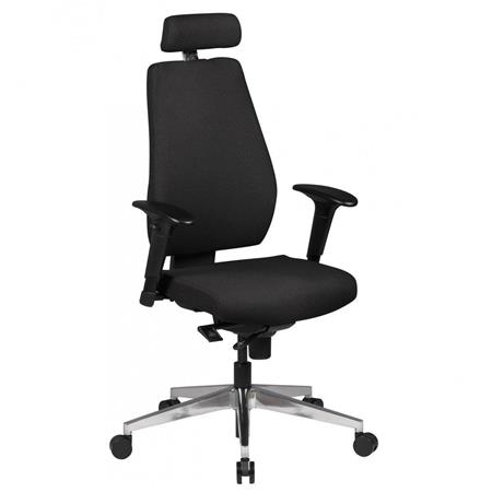 Sedia Ergonomica VICTORY PRO, Con Poggiatesta, Sostegno Lombare, in Tessuto, color Nero