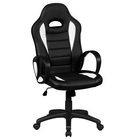 Sedia Gaming CHAM, Meccanismo Basculante, in Rete e Pelle, colore Nero e Bianco