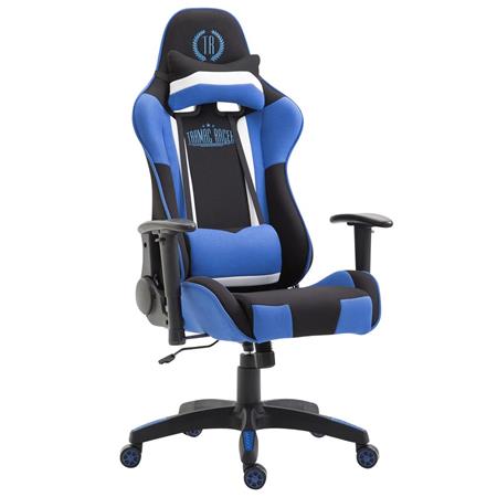 Sedia Gaming MONZA TESSUTO, Design Sportivo, con Cuscini Regolabili, in Nero e Blu