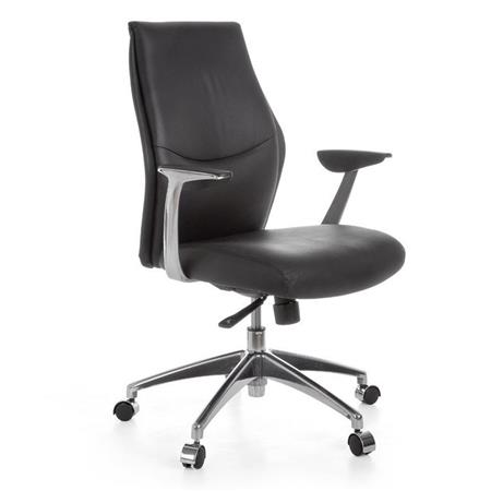 Sedia da ufficio SAVOIA 10, Elegante, Imbottita, Vera Pelle, Nero