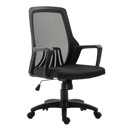Sedia da ufficio CLIVEN, Sostegno Lombare, Schienale Basculante, in Rete color Nero