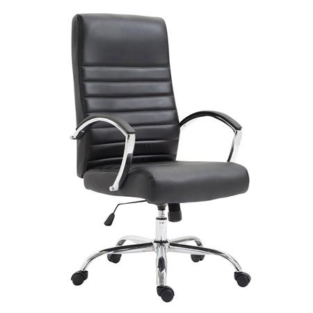 Sedia Ufficio VANCOUVER, Design Moderno, Cuciture a Vista, Pelle Nera