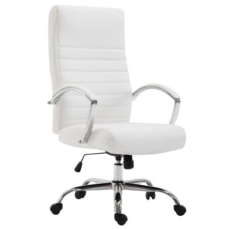 Sedia da Ufficio VANCOUVER, Design Moderno con Cuciture a Vista, in Pelle, color Bianco
