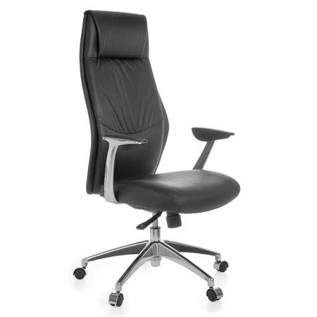 Sedia da ufficio SAVOIA, Design Elegante, in Vera Pelle colore Nero