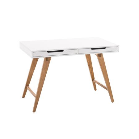 Scrivania da lavoro PROTON, con 2 Cassetti, Design Moderno, Ripiano 110x60cm color Bianco