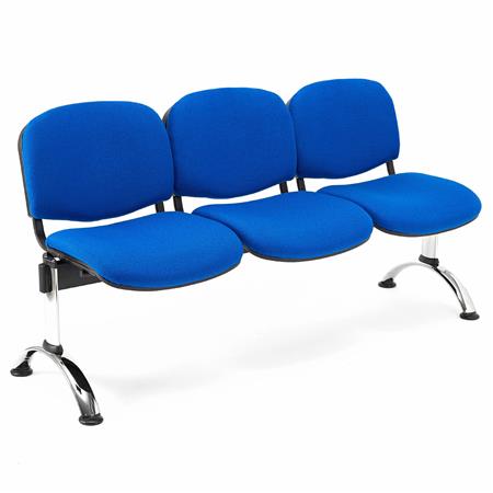Panca Sala Attesa a 3 Posti MOBY BASE, Base in Metallo, Tessuto Blu
