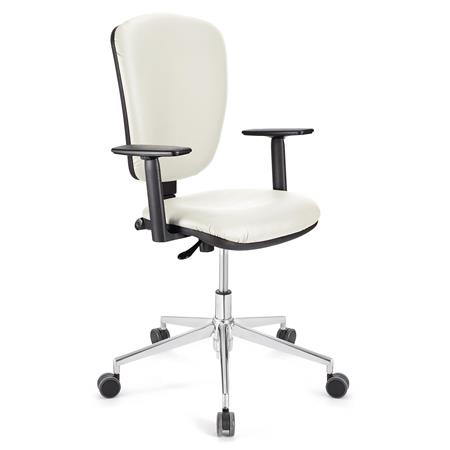 Sedia da ufficio CALIPSO PRO PELLE, Schienale e Braccioli Regolabili, Base in Metallo, in Bianco
