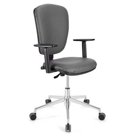 Sedia da ufficio CALIPSO PRO PELLE, Schienale e Braccioli Regolabili, Base in Metallo, in Grigio