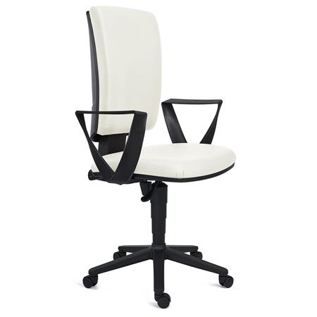 Sedia da Ufficio ATLAS PELLE, Schienale Regolabile, Spessa Imbottitura, color Bianco