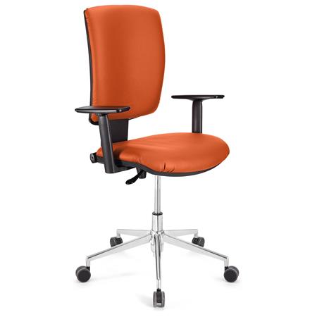 Sedia da Ufficio ATLAS PRO PELLE, Schienale e Braccioli Regolabili, Base in Metallo, in Arancione