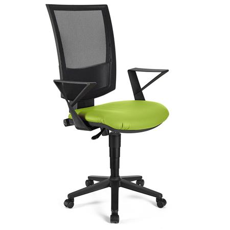Sedia da Ufficio PANDORA PELLE, Schienale Regolabile in Rete, Sedile Imbottito, Verde