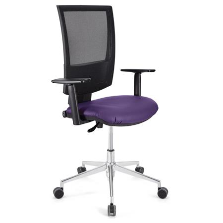 Sedia da Ufficio PANDORA PRO PELLE, Braccioli regolabili, Base in Metallo, Sedile Imbottito, Viola