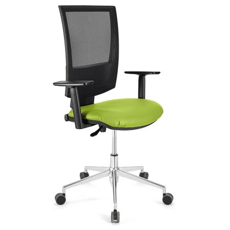 Sedia da Ufficio PANDORA PRO PELLE, Braccioli regolabili, Base in Metallo, Sedile Imbottito, Verde