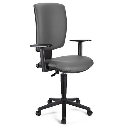 Sedia da Ufficio ATLAS PLUS PELLE, Schienale e Braccioli Regolabili, color Grigio