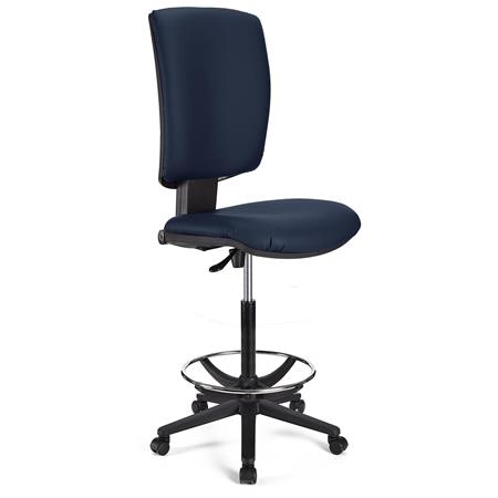 Sgabello da Lavoro ATLAS SENZA BRACCIOLI PELLE, Imbottito, in Blu