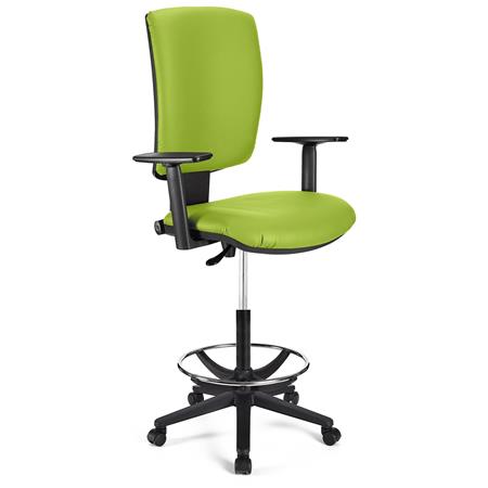 Sgabello da lavoro ATLAS PLUS PELLE, Schienale Regolabile, Extra Imbottitura, Verde