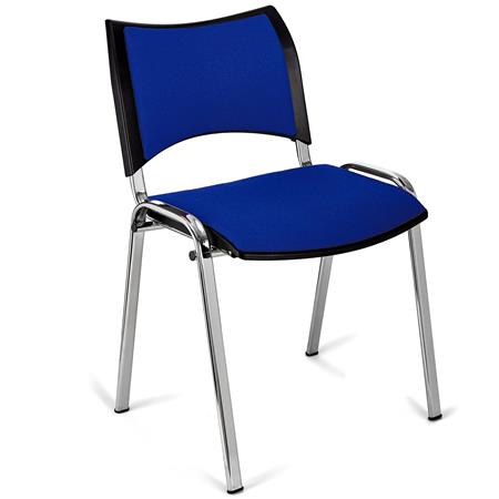 Sedia da Attesa ROMMEL, Impilabile, in Tessuto Blu e Gambe Cromate