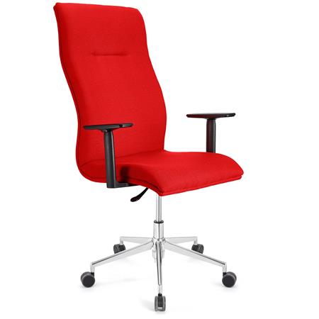 Poltrona da Ufficio SIENA PRO, Schienale Alto, Braccioli Regolabili, Base Metallica, in Tessuto Rosso
